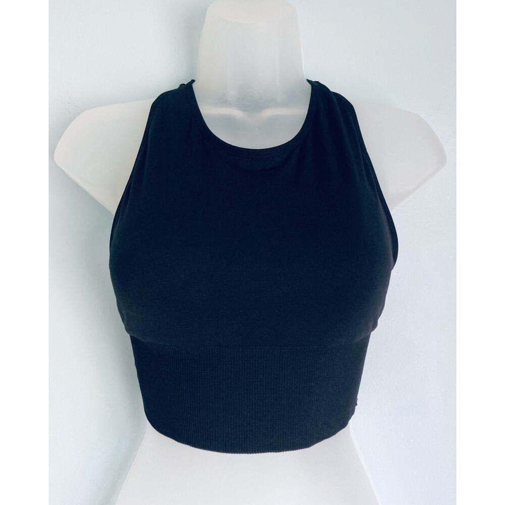 Victoria's Secret PINK Active Lightly Lined Sports Bra Tank Medium Black NWOT
